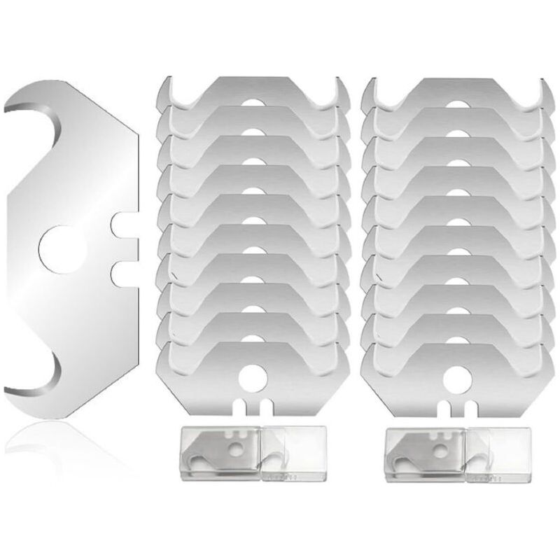 Hakenklingen, Schneidklingen, Trapezförmige Stahlklingen, 20 Stück Hakenklingen Für Schneidgeräte, Trapezförmige Hakenklingen, Ersatzklingen Zum Schneiden, Geeignet Für Schneidgeräte Und Universalmess