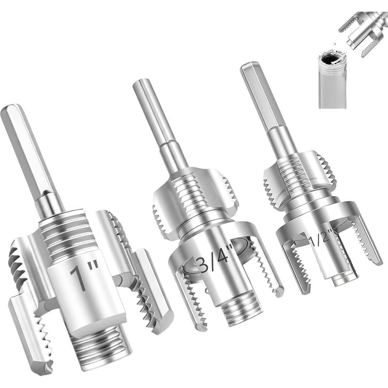 Set Mit 3 Gewindeschneidwerkzeugen Für 1/2", 3/4" Und 1" Pvc-rohre, Innen- Und Außengewinde, Bohrmaschinenkompatibel, Gewindeschneidwerkzeug Für Wasserrohre