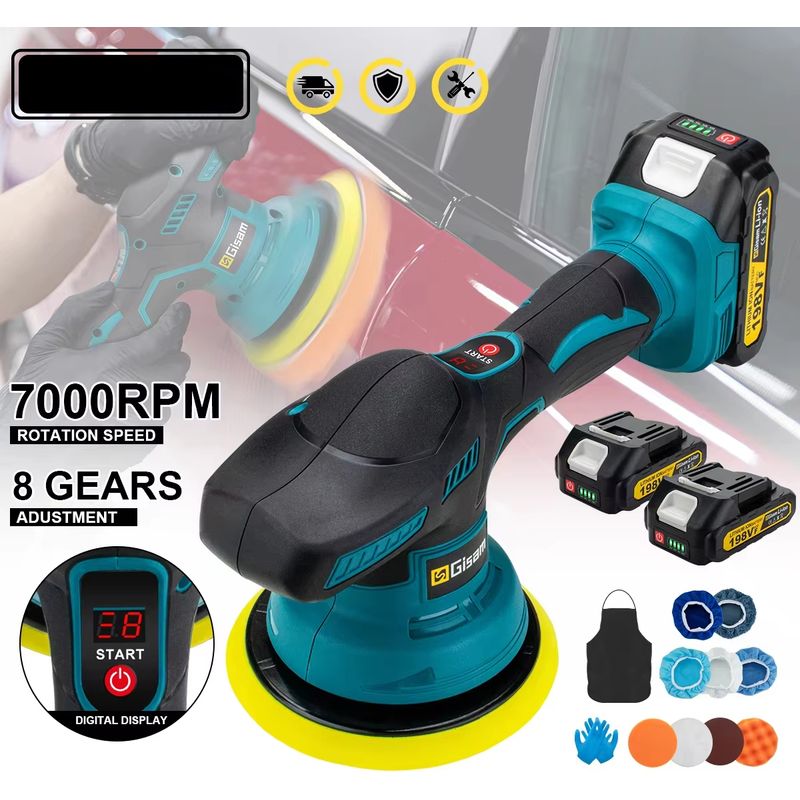 Makita 18v Akku-poliermaschine, 8 Einstellbare Geschwindigkeiten, Autopoliermaschine Zum Polieren, Schleifen Und Wachsen, 2 Akkus