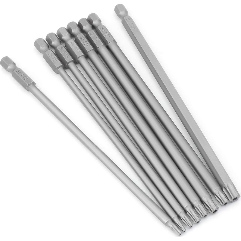 Inhhub 8-teiliges Langes Torx-bit-set – 1/4" – Magnetisch – Sternkopf – 150 Mm Lang – Sechskantschaft – Torx-werkzeugset (8-teilig, 150 Mm) – Inhhub