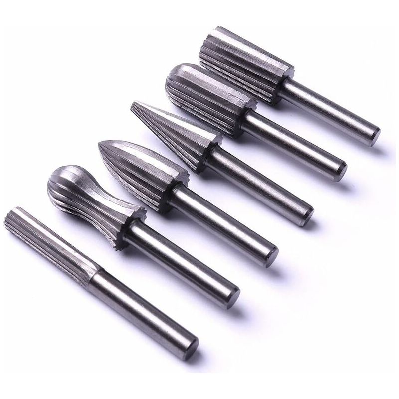 Inhhub 6-teiliges 6-mm-1/4"-rotationsfräser-set Aus Stahl Zum Schleifen Und Entgraten Von Metall, Kunststoff, Holz Und Stein - Inhhub