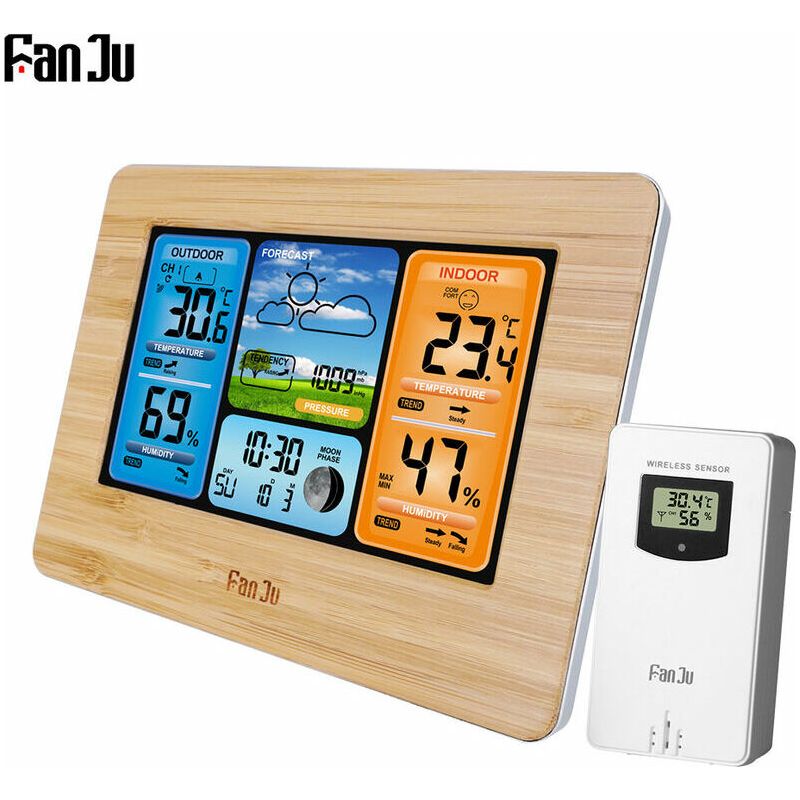Kabellose Multifunktions-wetterstation Mit Uhr, Innen- Und Außentemperatur- Und Hygrometer, Außensensor Und Usb-stromkabel (modell S).