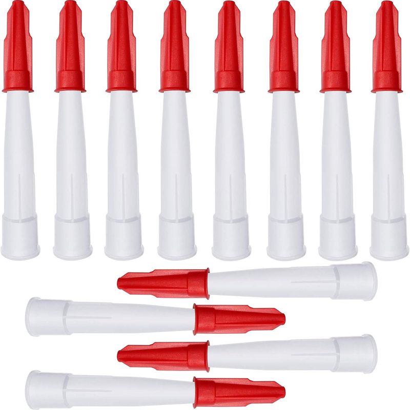 Set Mit 12 Wiederverschließbaren Silikon-kartuschendüsen, Applikatorspitzen Für Dichtmittel, Weiße Kartuschendüsen Mit 12 Roten Kartuschenkappen, Düsenkappen - Inhhub