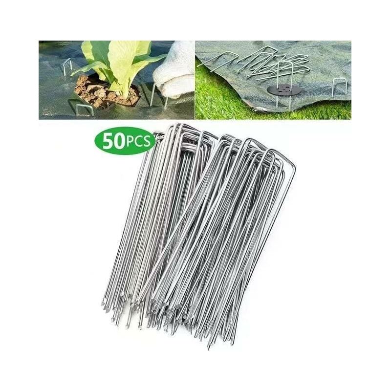 Packung Mit 50 Verzinkten Stahlbefestigungspfählen Für Unkrautvlies – 200 X 40 Mm – Ø 2,5 Mm – Inhhub