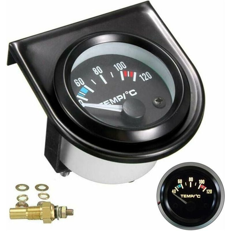 Kfz-wassertemperaturanzeige-set – Schwarze Led – Universal – Kfz-wassertemperaturanzeige – Messbereich 101,6 Bis 120 °c (52 Mm Durchmesser) – Inhhub