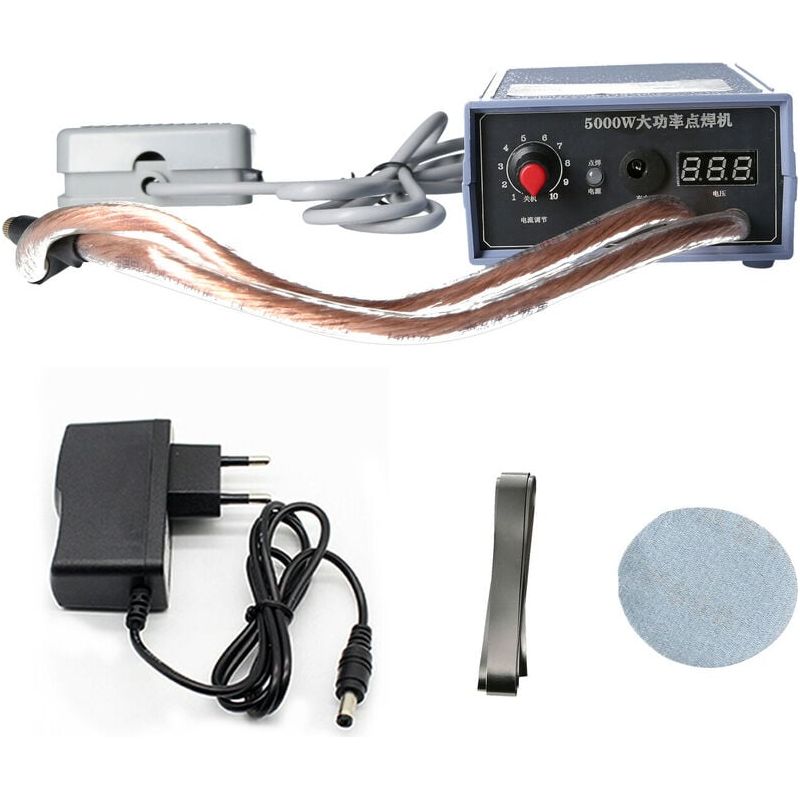 5000-w-punktschweißgerät, Hochleistungs-punktschweißmaschine, Tragbar, 0–800 A, Einstellbarer Strom, 18650-akku, Eu-stecker – Inhhub