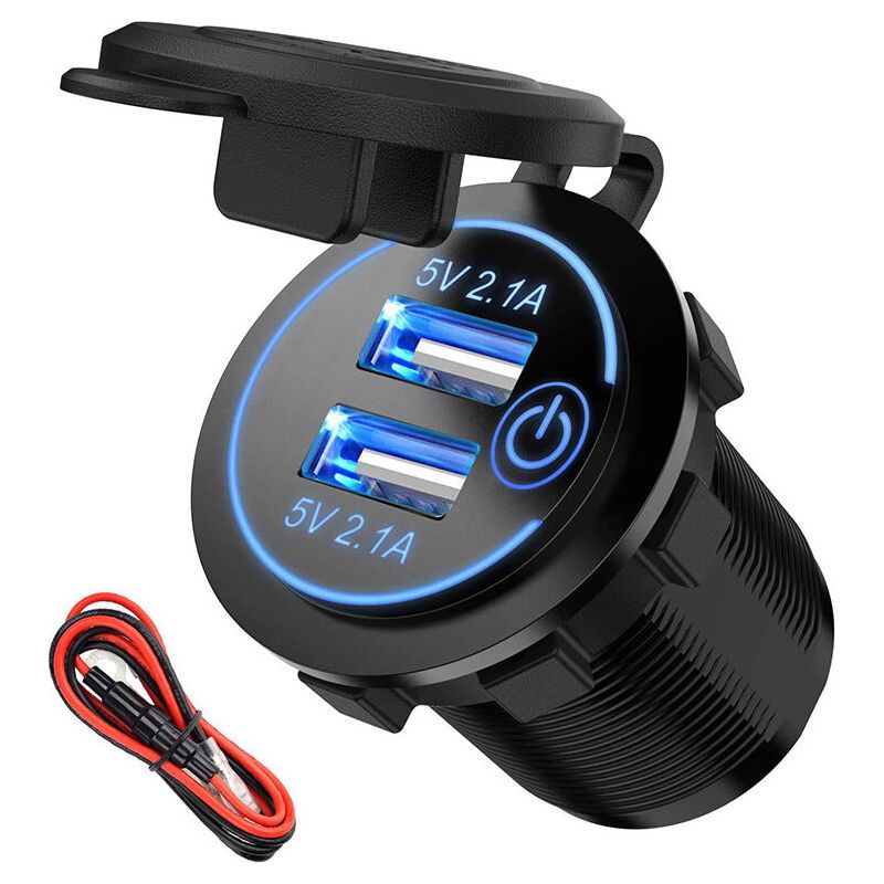 Usb-zigarettenanzünder – Dual-usb-anschluss (4,8 A, 12 V) – Wasserdichte 5-v-/2,4-a-usb-buchse Mit Led-anzeige – Ladeadapter Für Autos, Lkw, Wohnwagen Und Boote – Inhhub