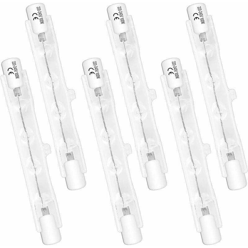 6er-pack R7s 78 Mm 100 W 230 V Halogenlampen, Dimmbare Halogenröhren, Warmweißes Licht (2700 K), 1500 Lm Lichtstrom, Lineare Halogenstrahler – Inhhub