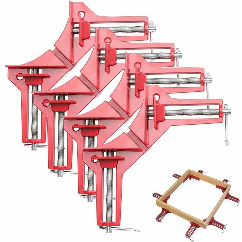 Set Mit 4 Rechtwinkligen 90°-klemmen, Verstellbare Eckklemmen Für Holzbearbeitung, Bilderrahmen, Schweißarbeiten Und Mehrteiliges Bastelset. – Inhhub