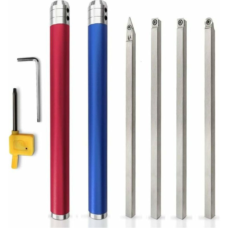 Drechselwerkzeug-set Aus Hartmetall – Drechselwerkzeuge Mit Runden, Quadratischen Und Diamantierten Einsätzen Sowie Austauschbarem Griff Aus Aluminiumlegierung – Inhhub