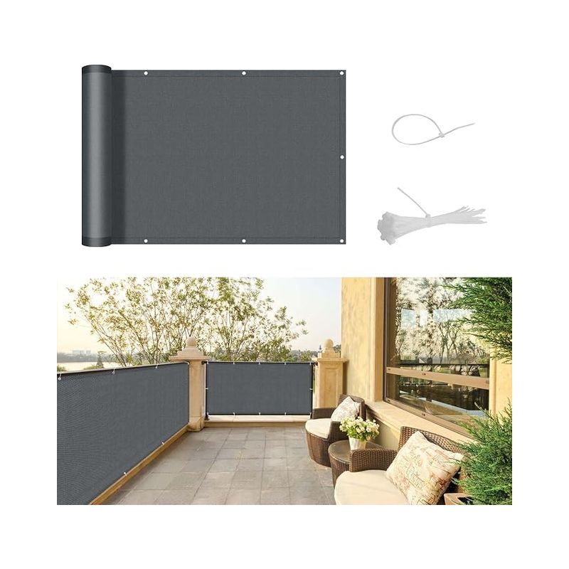 Balkon-sichtschutz 150 X 500 Cm, Uv-schutz, Wind- Und Wasserdicht, Terrasse, Garten, Patio, Kabelbinder, Anthrazit