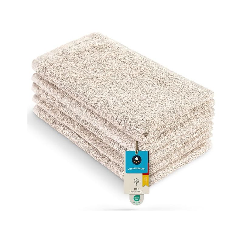 Handtücher – Baumwolle – (5 Gästehandtücher 30 X 50 Cm, Beige)