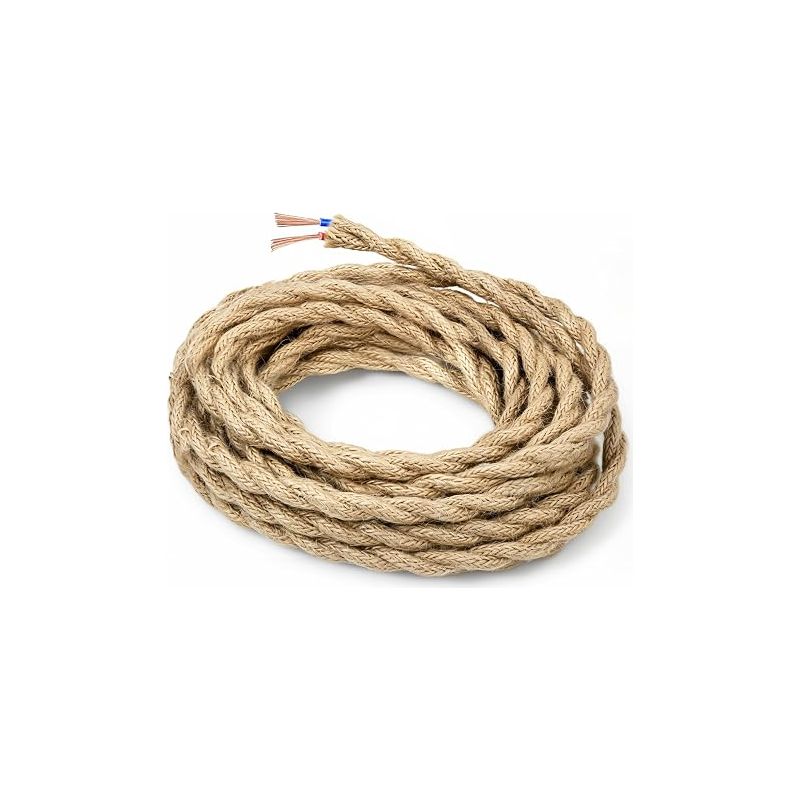 Hanfseilkabel, 2-adrig, 0,75 Mm² Kupferdraht, Verdrillt, Geflochten. Für Led-pendelleuchten Und Retro-kronleuchter.