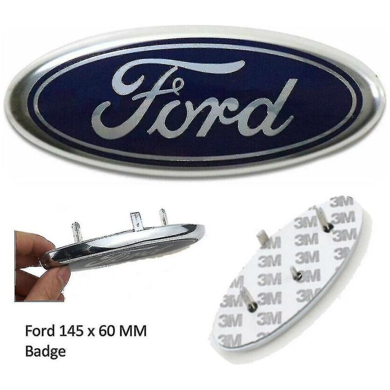 Gisam – Ford-emblem Für Vorne/hinten (oval), Blau/chrom, 145 X 60 Mm – Selbstklebend – Kompatibel Mit Mondeo, Focus, Transit – Abs-kunststoff