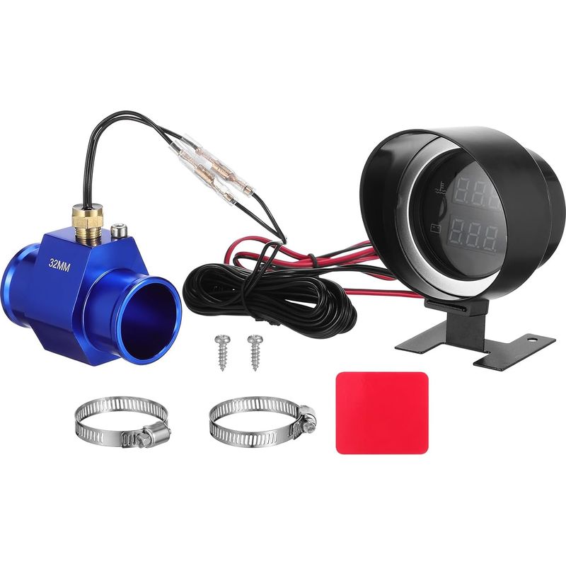 Kompaktes, Rundes Led-wassertemperaturmessgerät Und Voltmeter Mit Adapter, Druckmessgeräte-set Für Auto, Motorrad, Lkw, Einfache Selbstmontage, Klares Display Und Doppelfunktion