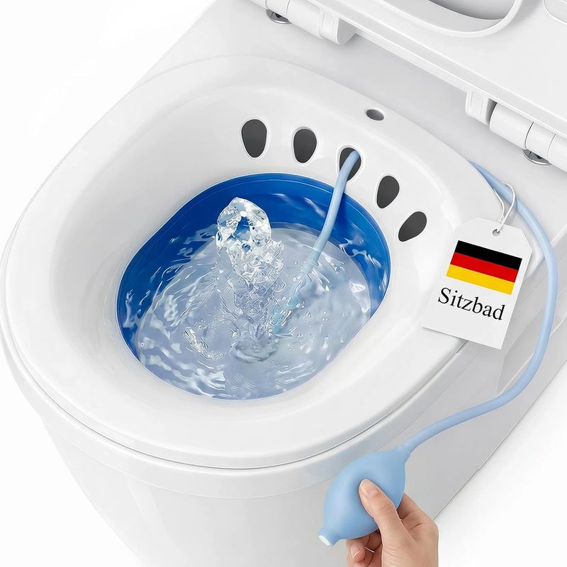 Deanic Toilettensitzbadewanne, Faltbare Hämorrhoiden-sitzbadewanne, Sitzbadewanne Für Erwachsene Zur Wochenbettpflege Und Für Ältere Menschen, Hängesitzbadewanne Mit Handpumpe (weiß)