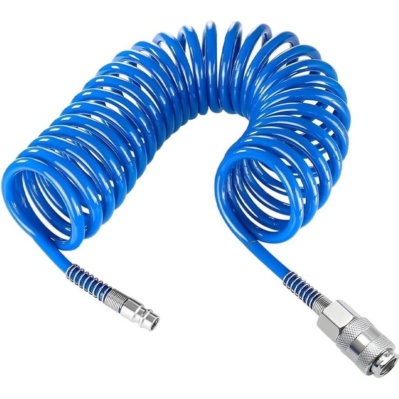 6 M Federbelasteter Pu-luftkompressorschlauch, 8 X 5 Mm Durchmesser, Flexibler Luftkompressorschlauch, Druckluftschlauch Mit Anschluss Für Werkstatt, Kfz-reparaturwerkstatt (blau)