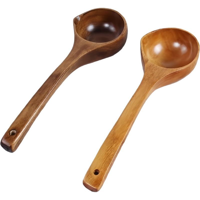 Set Aus 2 Holzlöffeln Mit Langen Griffen In Form Eines Entenschnabels, 31 X 9,5 X 3 Cm