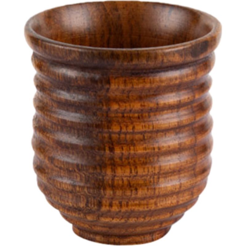 Henkelloser Becher Mit Spiralförmigem Rand, 80 Ml, 6 X 6 X 6,5 Cm, Für Den Privaten Und Gewerblichen Gebrauch, Braun