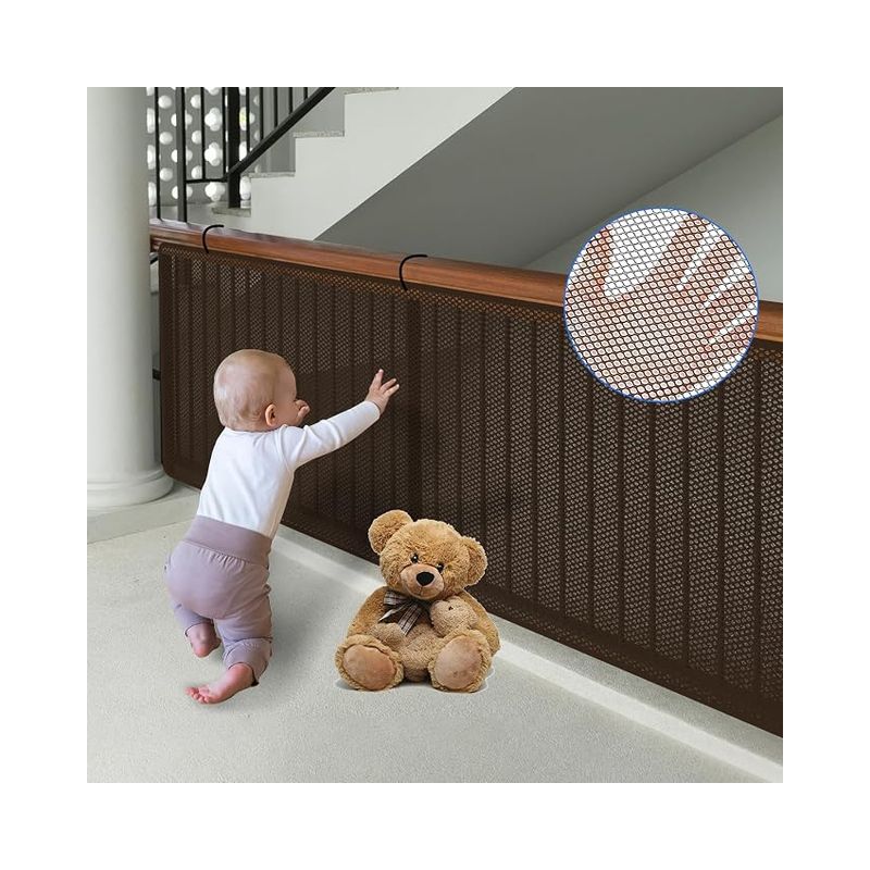 Sicherheitsnetz, Treppengeländer-sicherheitsnetz, Schutznetz Für Treppengeländer, Schutzvorhang Für Treppen Und Balkone, Katze (kaffee, L (600 X 90 Cm))