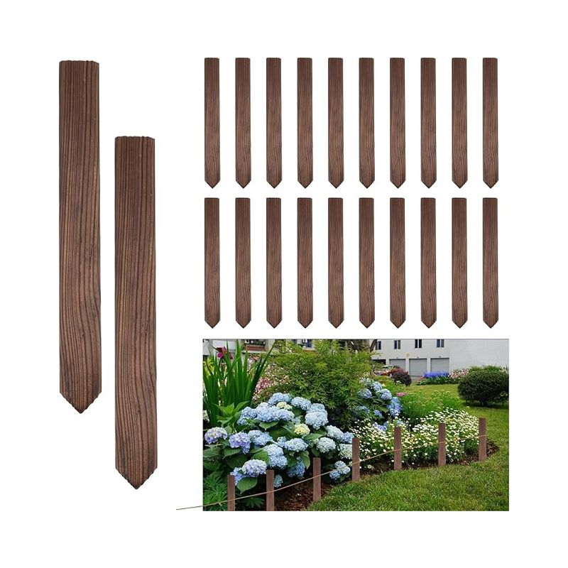30 Cm Lange Gartenzaunpfosten Aus Holz, Karbonisierte Holzpfähle