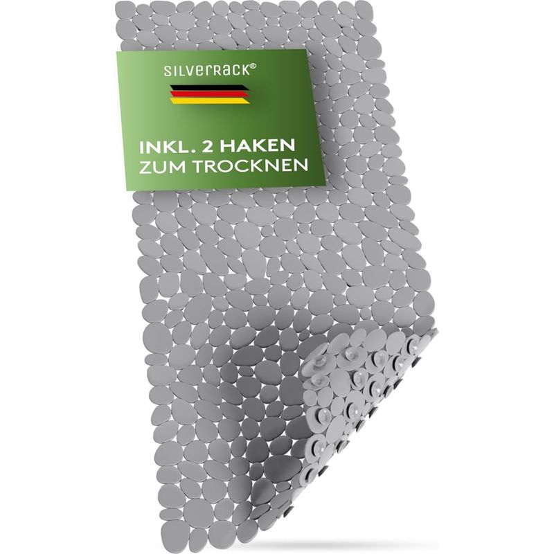 Badematte Ohne (dunkelgrau – Kieseloptik) – Rutschfeste Badematte 88 X 40 Cm – Rutschfeste Duschmatte Für Sicheren Halt In Der Badewanne