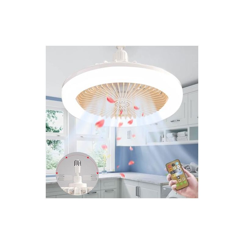 Deckenventilator Mit Beleuchtung, E27-deckenventilator-kronleuchter Mit Geräuscharmer Fassung, Inklusive Leuchte Und Fernbedienung, Deckenventilator Mit Beleuchtung (gelb, 25 Cm) [energieklasse E]