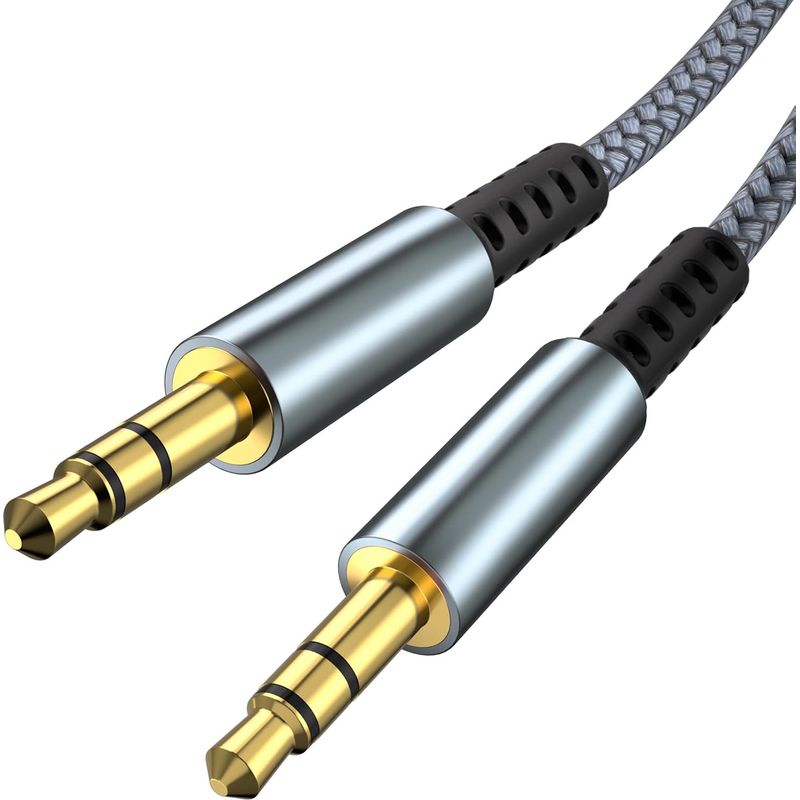 3,5-mm-stereo-klinkenkabel (stecker Auf Stecker), 1,2 M, Geflochtenes Nylonkabel Für Autoradio, Kopfhörer, Pc, Mobiltelefon, Stereoanlage, Tablet, Lautsprecher, Mp3-/mp4-player, Grau