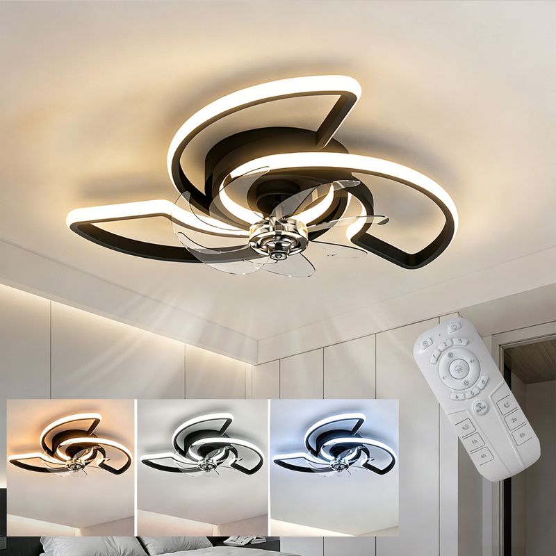 60 Cm Led-deckenventilator Mit Fernbedienung Und App, Dimmbarem Licht, 6 Geschwindigkeitsstufen, Timer, Moderner Deckenventilator Für Schlafzimmer, Wohnzimmer Und Küche