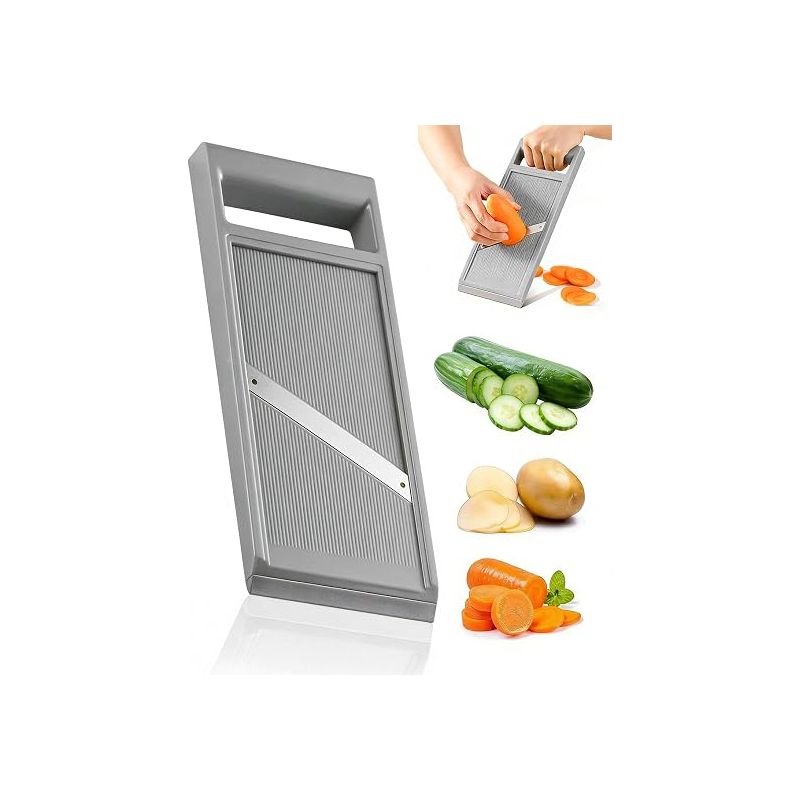 Küchenmandoline, Multifunktionaler Gemüseschneider Mit Edelstahlklinge, Gemüsehobel, Küchenutensil Zum Schneiden Von Kartoffeln, Käse Und Zwiebeln (grau)