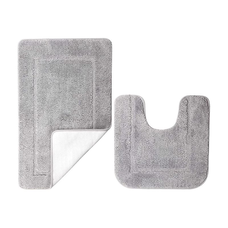 Set Mit 2 Mikrofaser-badematten, 53 X 86 Cm + 50 X 50 Cm, Grau