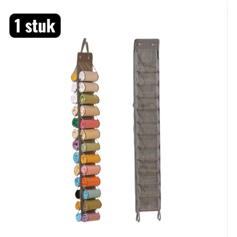 Kleideraufbewahrungsbeutel Mit 26 Taschen Und Fächern Aus Vliesstoff Und Pvc Für Kleiderschrank Oder Badezimmer, Grau