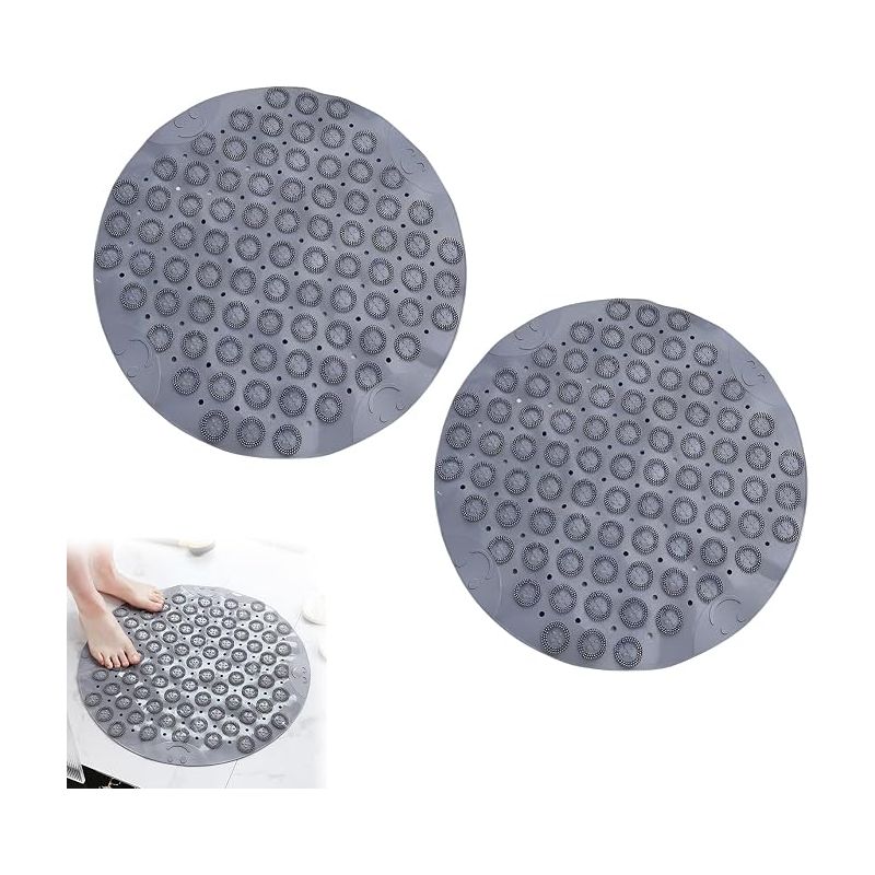 Badematte, Duschmatte, Duschmatte Mit Saugnäpfen Und Abflusslöchern, Pvc, Schimmelresistent, Für Dusche, Badezimmer, Toilette (2 X Grau, 30 X 30 Cm)
