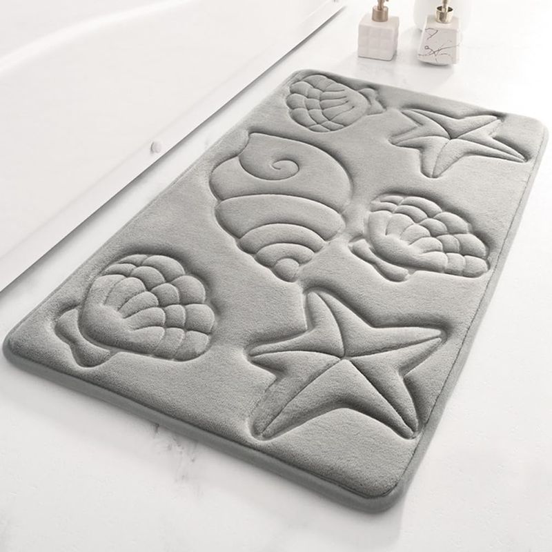 Badematte Aus Memory-schaum, Strand-design – Weich, Saugfähig, Rutschfest, Waschbar, Gemustert, Für Eingangsbereich Oder Badezimmer, Grau, 40 X 60 Cm