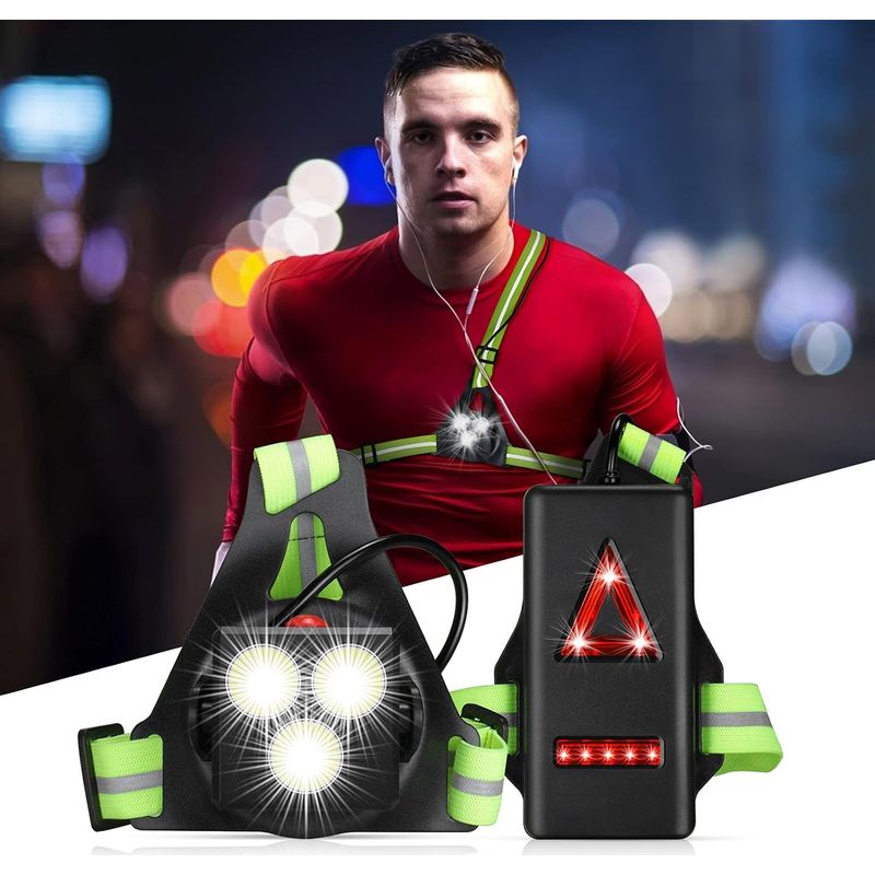 Inhhub Lauflampe, Usb-aufladbare Brustlampe, 500 Lumen, 120° Verstellbarer Winkel, Jogginglampe Mit Reflektorstreifen Für Joggen, Wandern Und Andere Outdoor-sportarten, Grün