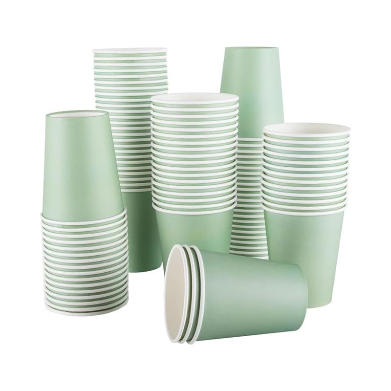 Salbeigrüne Papierbecher, 250 Ml, Für Heiße Und Kalte Getränke, Ideal Für Brautpartys, Hochzeitsfeiern Und Events