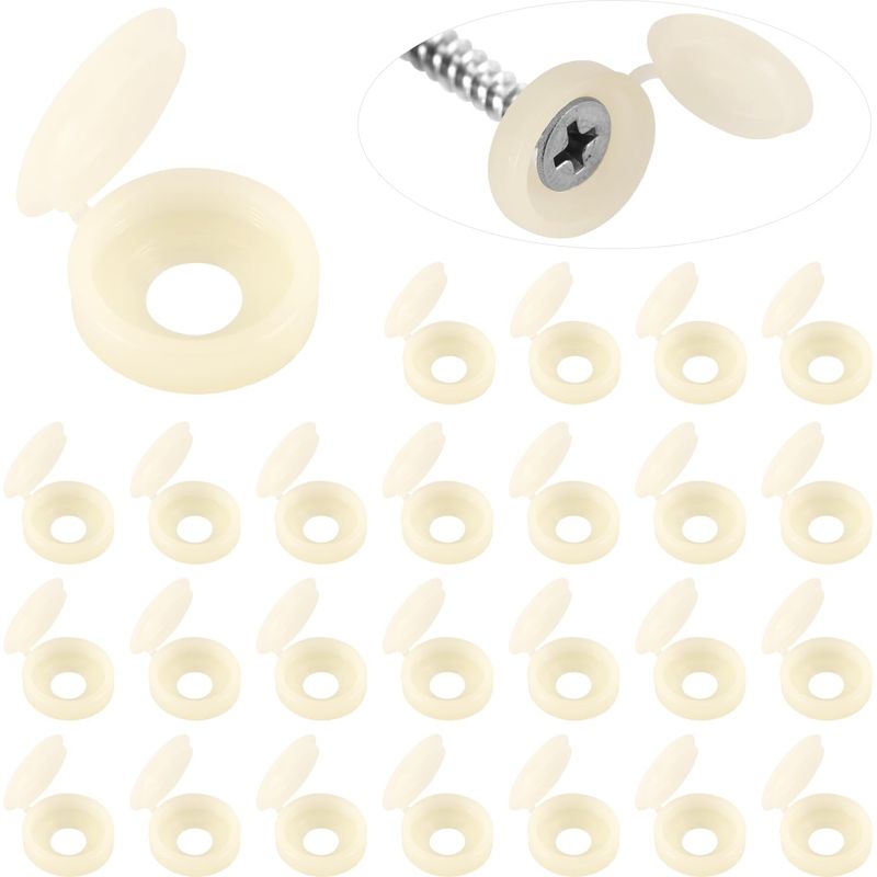 Packung Mit 100 Kunststoff-schraubenkappen Mit Scharnier, Klappbaren Schraubenkappen, Aufklappbaren Schraubenkappen Zum Schutz Von Schraubenköpfen (cremefarben)