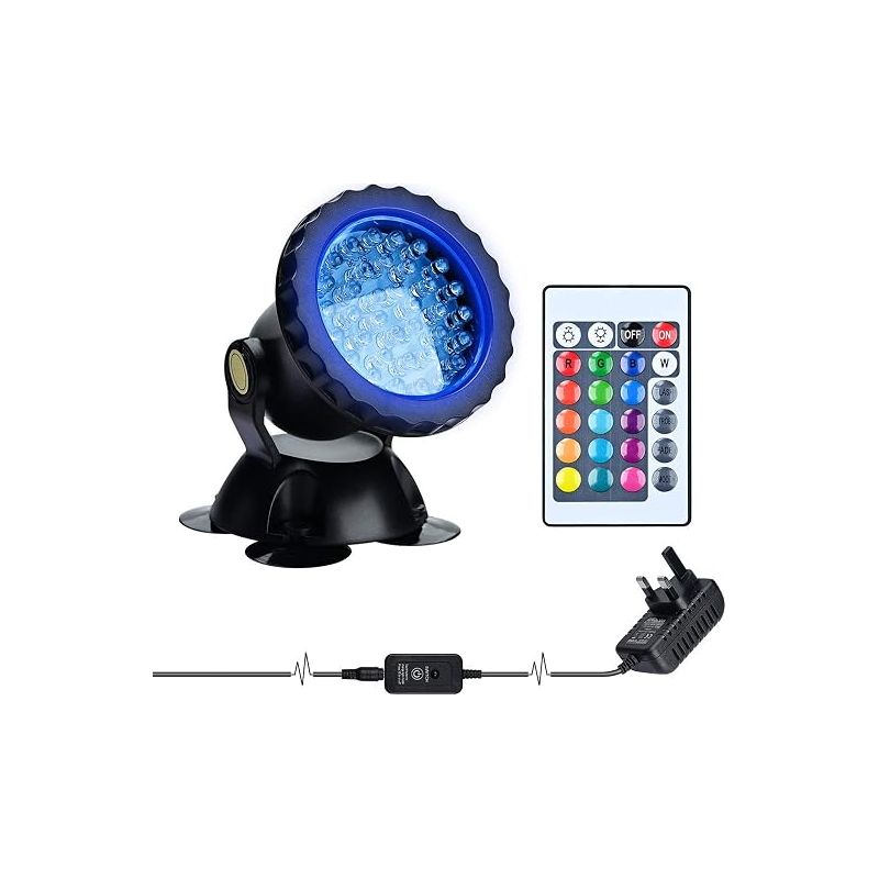 Rgb-flutlicht, Unterwasserbeleuchtung Für Fische, Ip68 Wasserdichte Lampe Mit Verstellbarem Winkel Und Fernbedienung Für Garten, Teich, Pool Und Springbrunnen