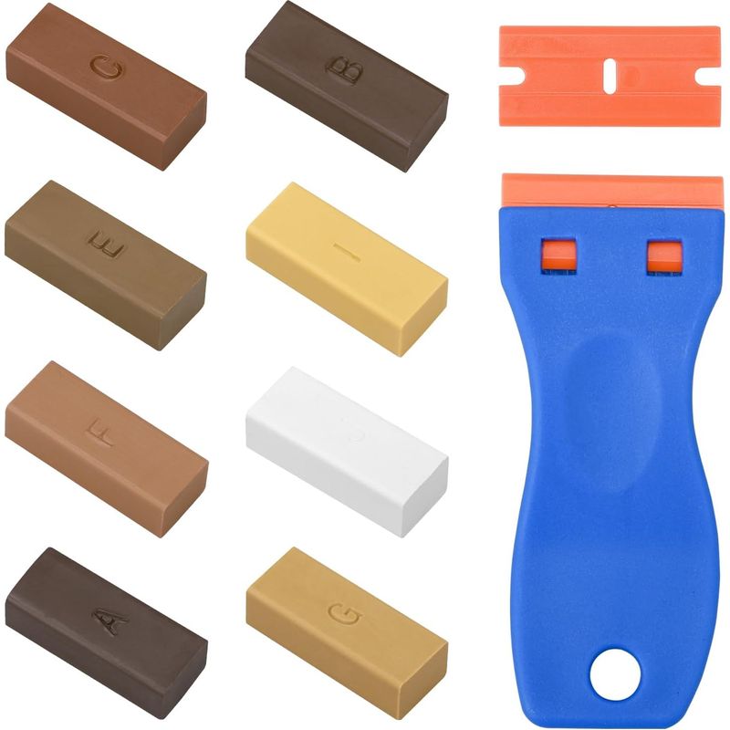 Set Mit 8 Hartwachs-reparatursets, Möbelreparaturwachs Für Holz/fliesen/parkett/laminat/vinyl/linoleum, Wachskitt Für Kratzer Und Löcher Auf Allen Holzmöbeln Und -böden