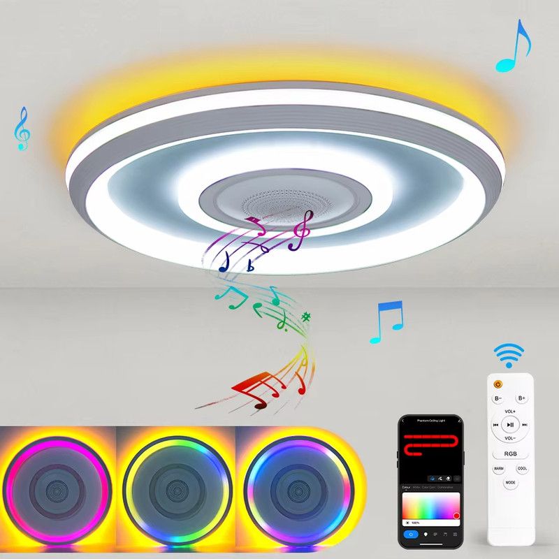 Tuya Led-musik-deckenleuchte – App- Und Fernbedienungssteuerung – Rgb-beleuchtung + Einstellbares Warm-/kaltweiß