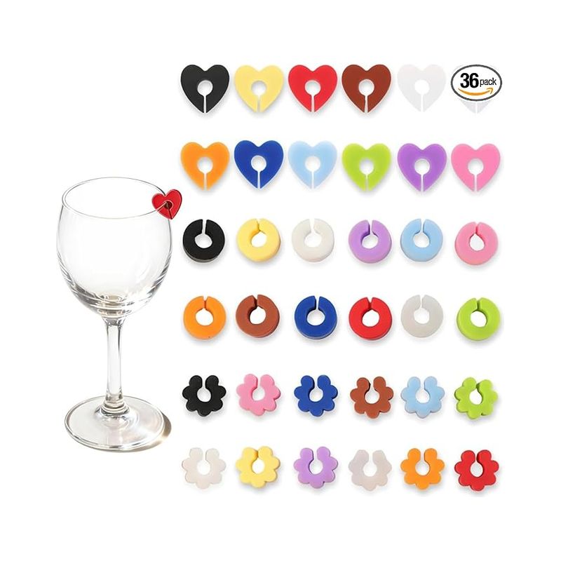 Silikon-weinglasmarker, 3 Farbenfrohe Formen (herz, Kleeblatt, C-ring), Wiederverwendbare Glaskennzeichnung Für Champagner Und Cocktails, Partyaccessoire Für Gäste