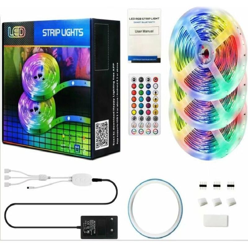 15 M Langer Gu.b/bon Rgb-led-streifen Mit 40-tasten-fernbedienung. Selbstklebender Lichtstreifen, Ideal Für Wandbeleuchtung Und Partys – Inhhub