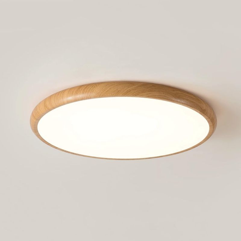 Runde Deckenleuchte Im Japanischen Stil Mit Integrierter Led – Design-einbauleuchte Für Schlafzimmer, Büro Und Wohnzimmer, Natur, 30 Cm
