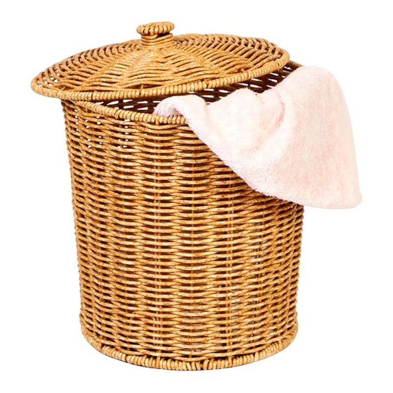 Wäschekorb Mit Deckel, Tragbarer Aufbewahrungskorb Aus Gewebtem Material Für Kleidung, Diverse Gegenstände Und Spielzeug. Geeignet Für Schlafzimmer, Badezimmer Und Wohnzimmer. Maße: 29,00 X 23,50 X 20