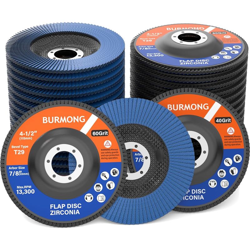 Packung Mit 30 125-mm-schleifscheiben (4-1/2") – Zirkonoxid-schleifscheiben Typ T29, Körnung 40/60, Für Metall, Edelstahl Und Holz, 7/8"-antrieb Für Winkelschleifer