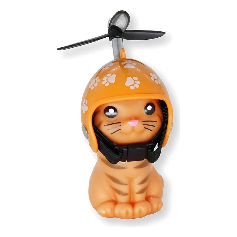 Niedliche Katzenfahrrad-dekoration Mit Helm, Katzenfahrrad Mit Propeller, Fahrradmaskottchen Aus Gummi, Katzenfahrrad-dekoration