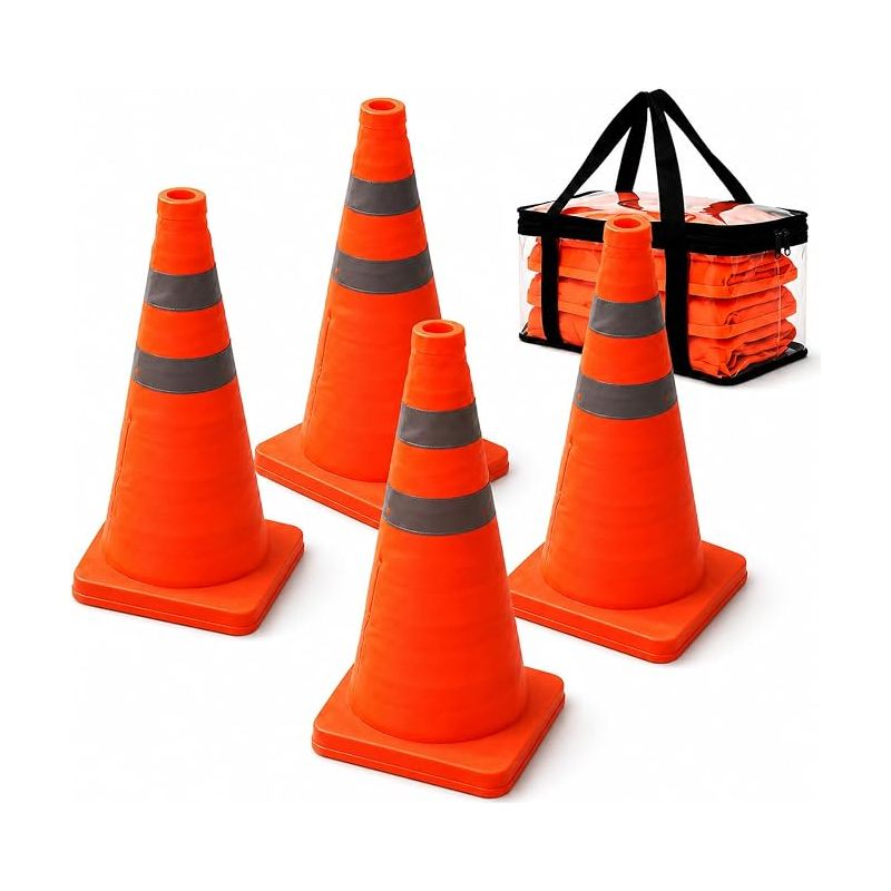 Faltbare Verkehrskegel, Orangefarbene Sicherheitskegel Mit Reflektorstreifen, Faltbare Verkehrssicherheitskegel, Aufklappbare Kegel Für Die Verkehrssicherheit