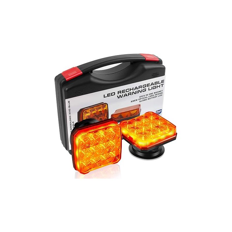 Wiederaufladbare, Kabellose Led-warnleuchte, Blinkend, Tragbar, Notlicht, Gelb, Magnetisch, Für Anhänger, Traktoren Und Fahrzeuge