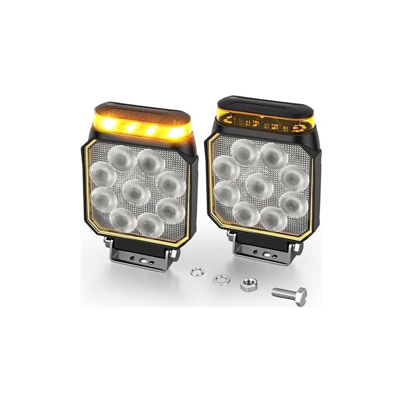 Co Light 4 Zoll 2-in-1 Led-arbeitsleuchte Mit 360°-warnlicht Für Gabelstapler, Bagger, Lkw, Traktoren, Baumaschinen, Landwirtschaftsfahrzeuge, 12 V/24 V
