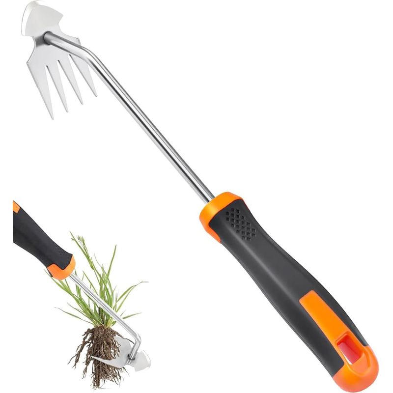 Unkrautstecher Mit 4 Zähnen – Robustes Handwerkzeug Aus Manganstahl, Tragbar Für Gemüsegärten Und Gartenarbeit